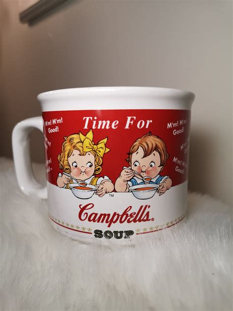 Campbell%27s soup mug 1998 - Vintage Campbells Soup Mug Cup Houston Harvest 1998 Heavy 16 oz Bowl Blonde Girl Kid Face (3.2k) $ 23.00. Add to Favorites Vintage set of 2 Campbell Soup Mugs, 2002 ...